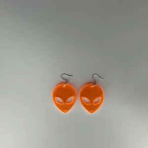Alien orange earrings