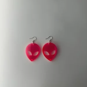 Alien red earrings