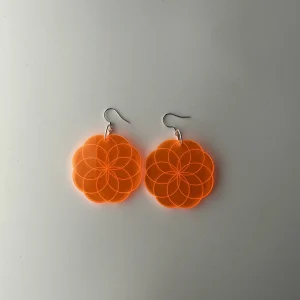 Flower orange earrings
