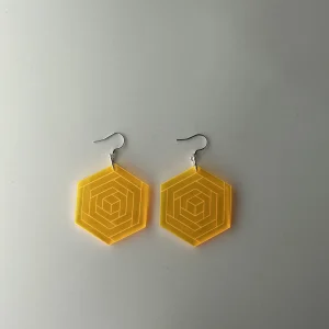 Heactagon orange earrings