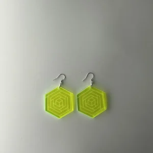 Heactagon green earrings
