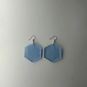 Heactagon blue earrings