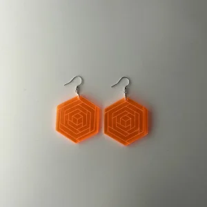 Heactagon orange earrings