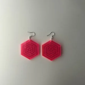 Heactagon red earrings