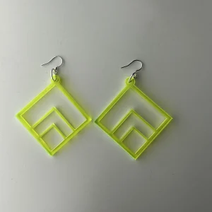 Square green earrings