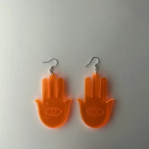 Hamsa orange earrings
