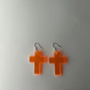 cross orange earrings
