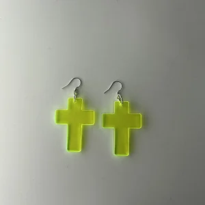 cross green earrings