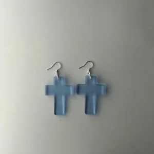 cross blue earrings